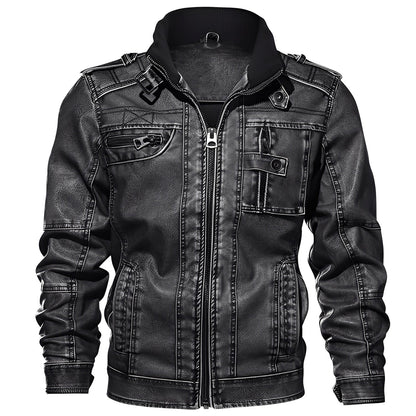 Kevin - Chaqueta de Cuero Tradicional con Bolsillos para Hombres