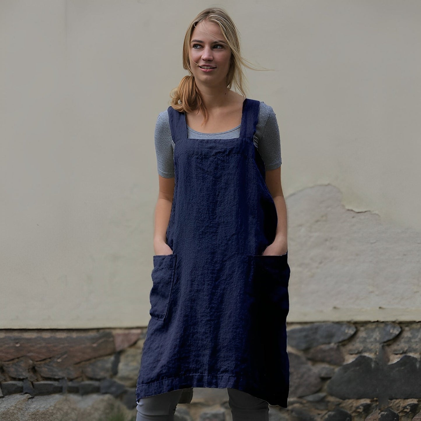 Mozelle - Vestido delantal para mujeres con bolsillos en estilo casual