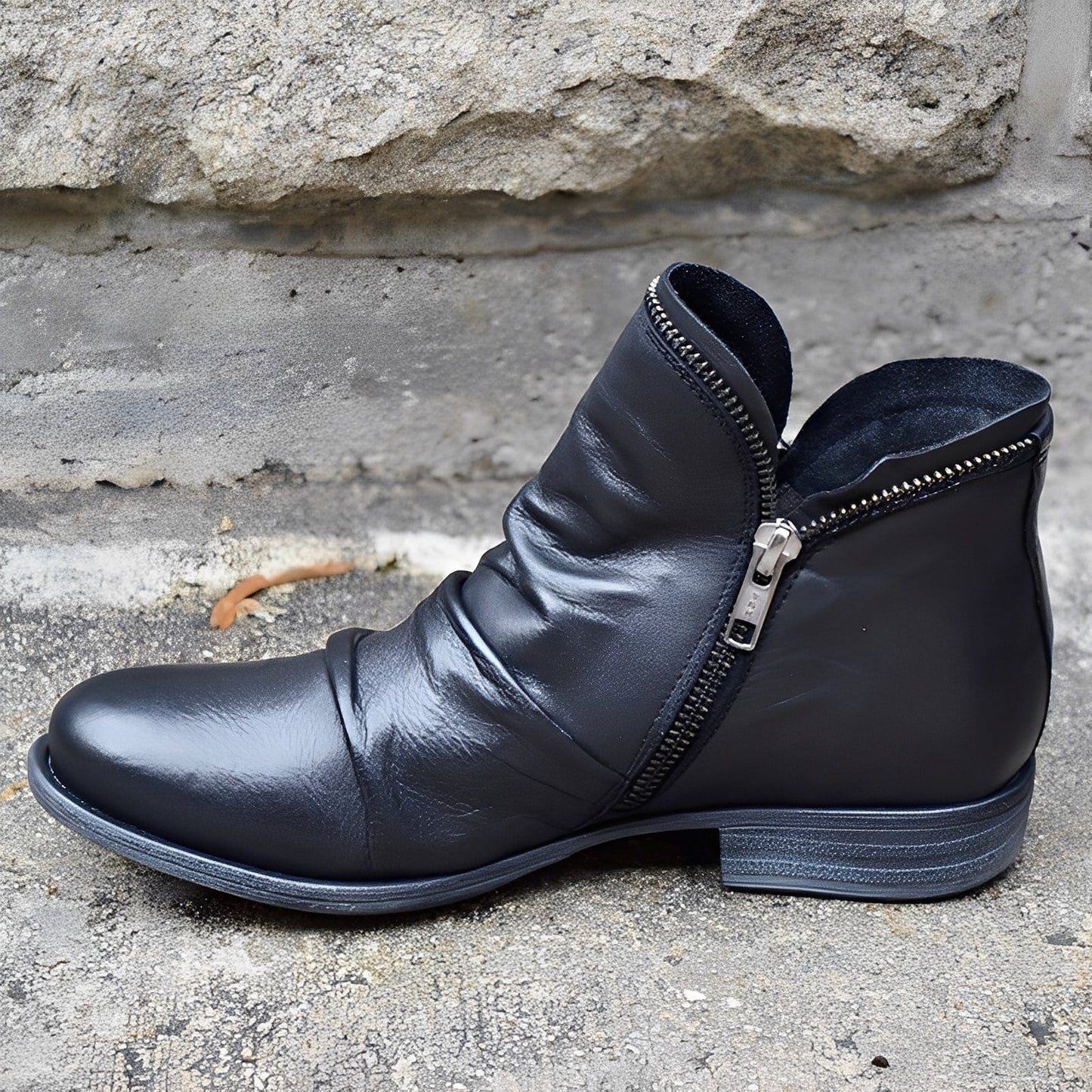 Veronica - Botas de cuero antiguas con cremallera para mujer
