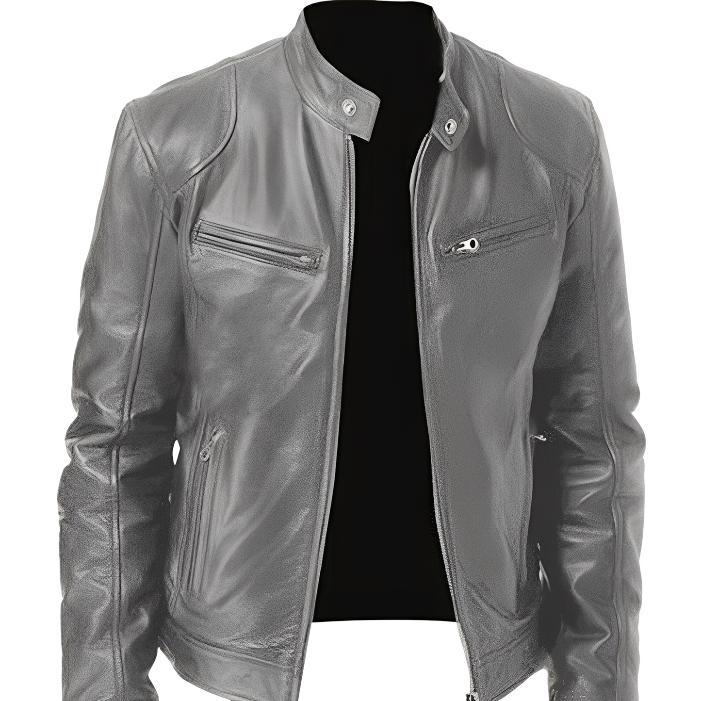 Crawford - Chaqueta de cuero ajustada y desenfadada para hombres