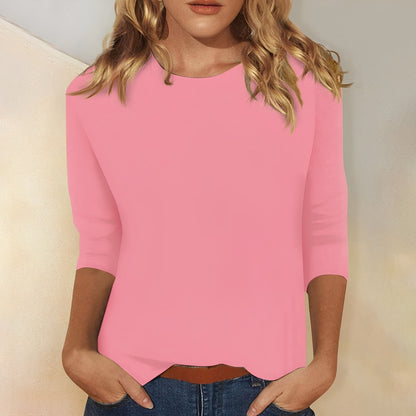 Katherina - Blusa casual de manga larga con cuello redondo para mujer