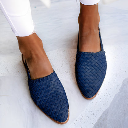 Dolores - Sandalias bajas de cuero trenzado para mujer