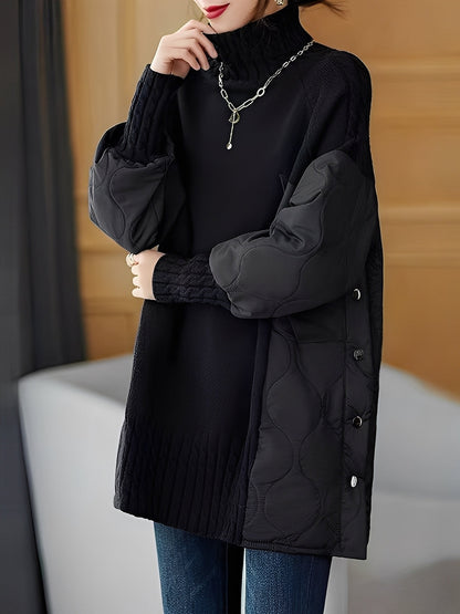 Vonda - Suéter cómodo de cuello alto para mujer