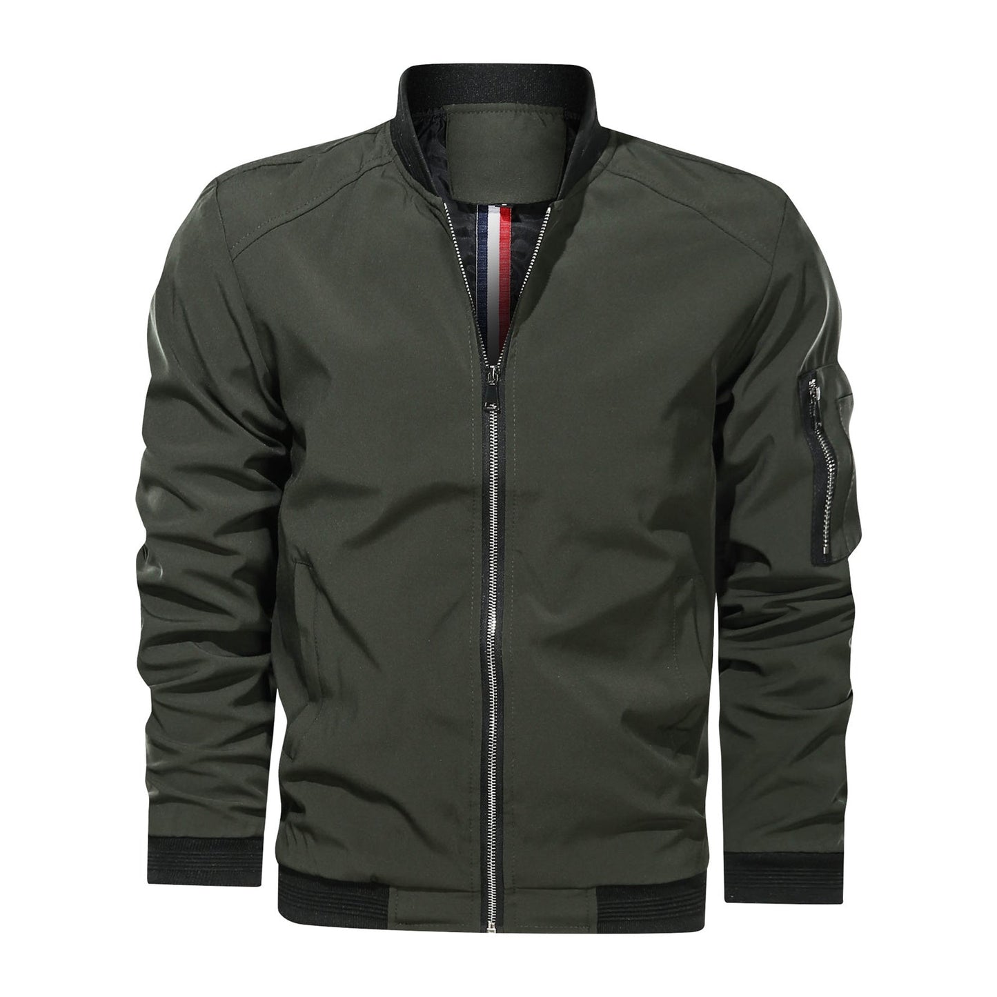 Rufus - Chaqueta bomber casual con cremallera para hombres
