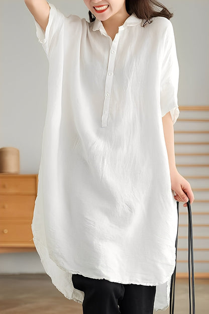 Krystina - Vestido Camisa Suelto de Lino para Mujer