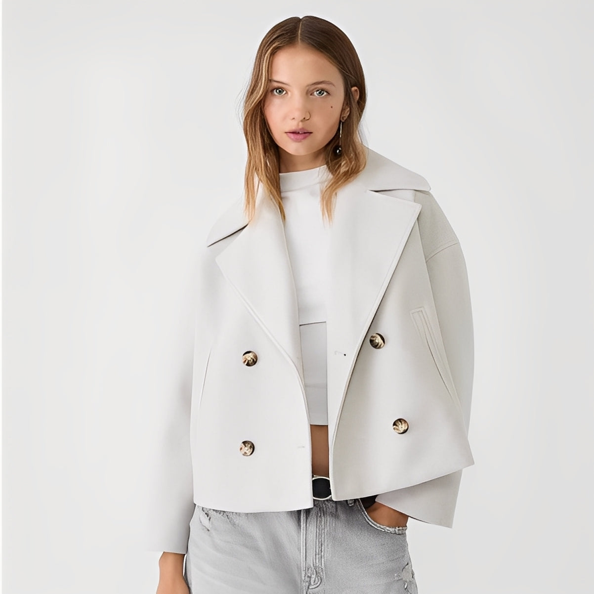 Abegail - Chaqueta corta, holgada y casual para mujeres