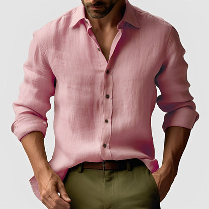 Emile - Camisa de lino sencilla y clásica para hombres