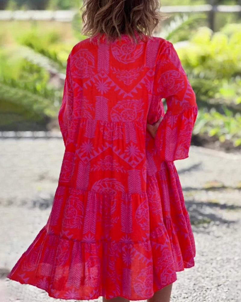 Mia – Vestido boho con diseño geométrico