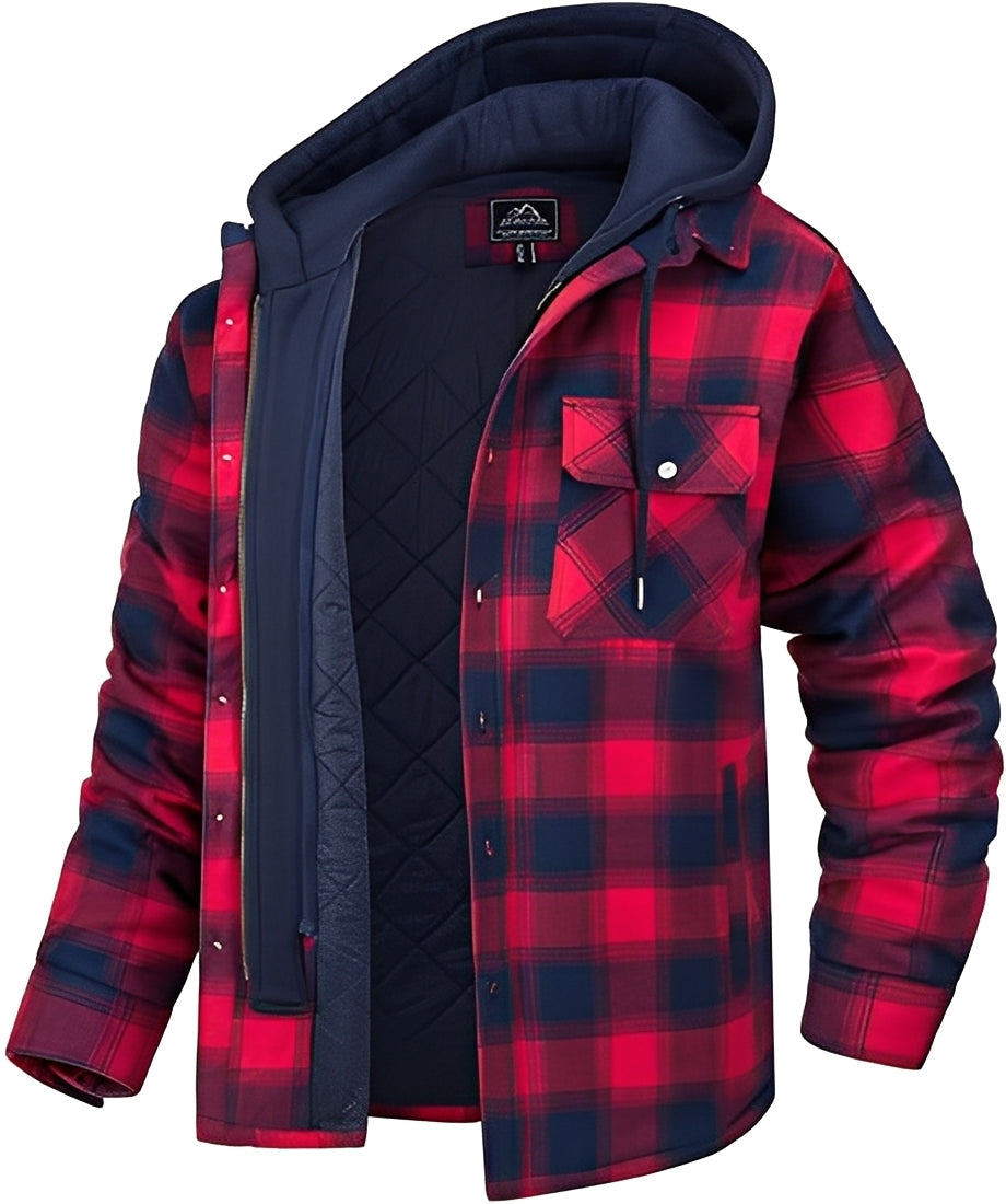 Cole - Abrigo casual de cuadros grueso para hombres