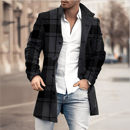 Darden - Abrigo de tweed largo para hombre, estilo casual