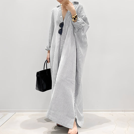 Davida - Vestido camisero casual de rayas para mujer