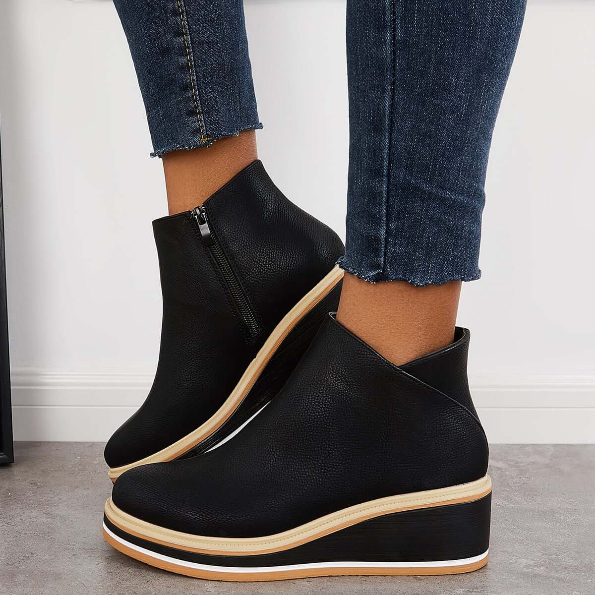 Nikkole - Botas de cuero casuales para mujer