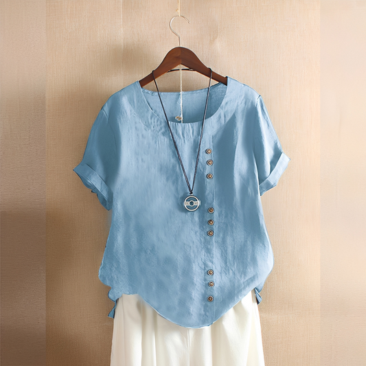 Corrine - Blusa de lino holgada clásica para mujer