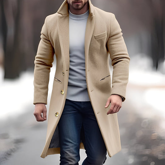 Zackary - Chaqueta de lana casual y larga para hombres