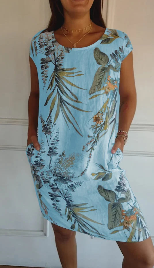 Britt – Vestido con dibujos y cuello redondo