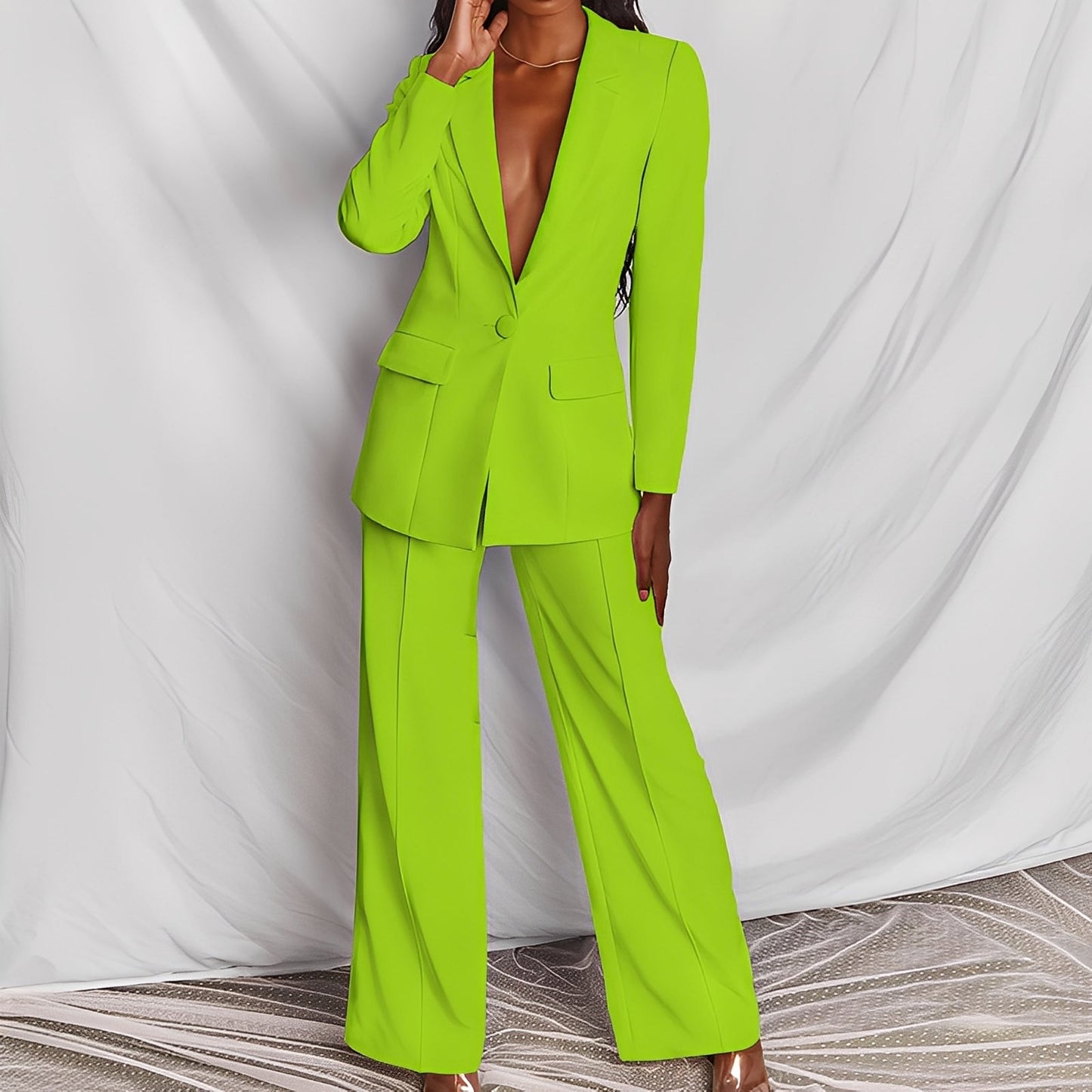 Darcey - Conjunto de chaqueta y pantalón, casual y formal para mujeres