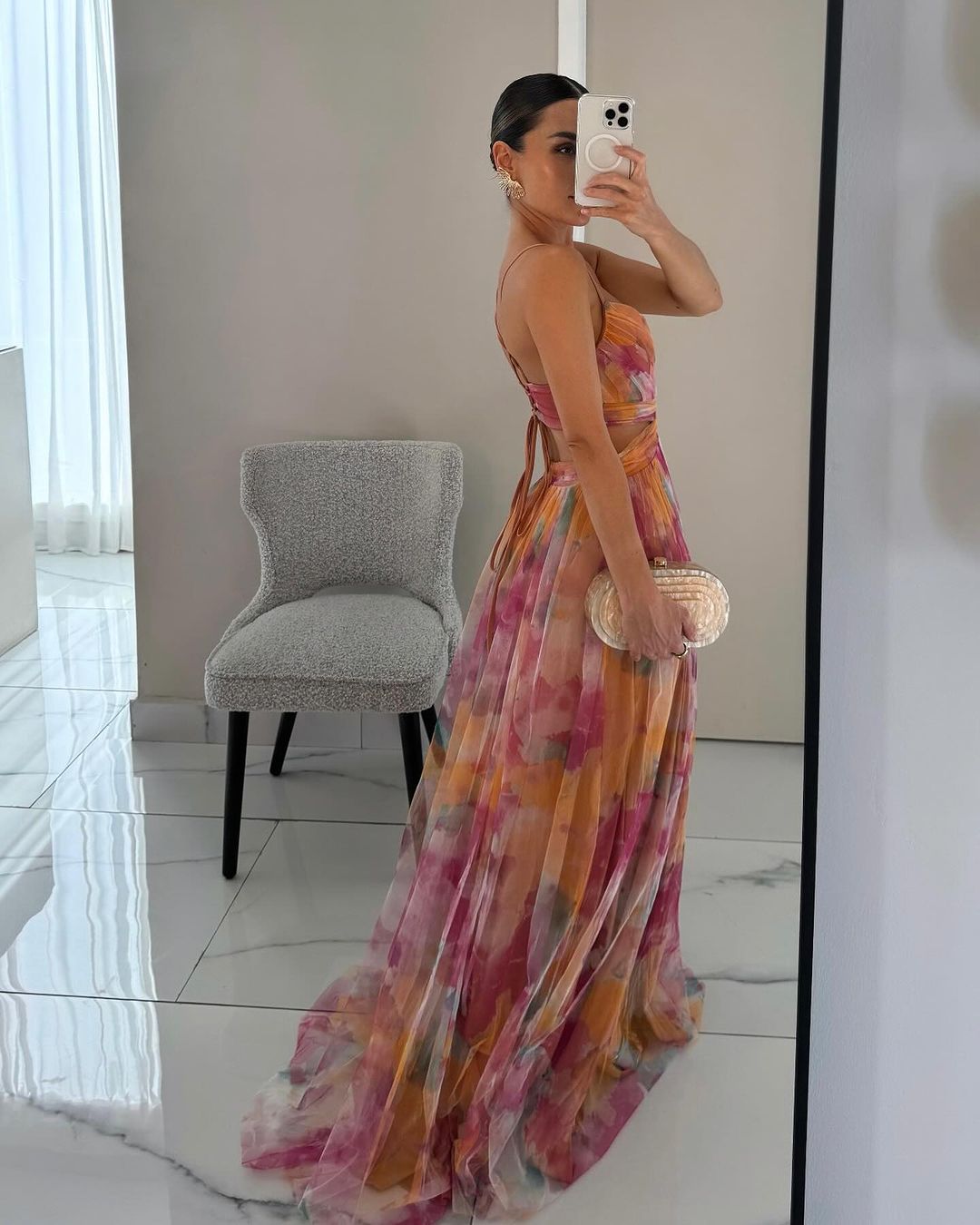Alina – Vestido largo con escote en V para invitados de boda