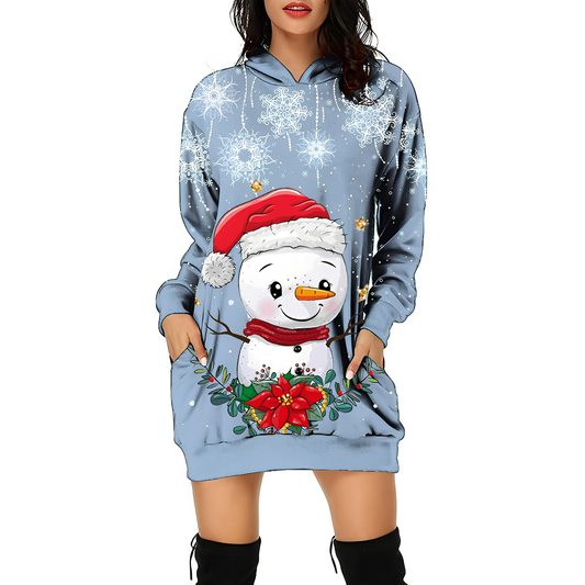 Georgia - Vestido navideño con capucha y diseño elegante para mujer