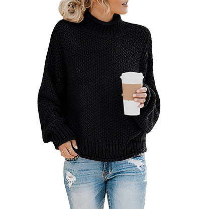 Evalyn - Suéter de punto casual con cuello alto para mujer