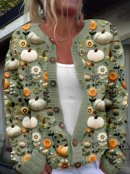 Kandace - Linda Chaqueta de Punto con Flores para Mujer