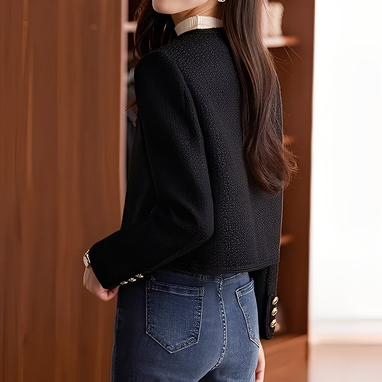 Trecia - Chaqueta corta de tweed elegante para mujer