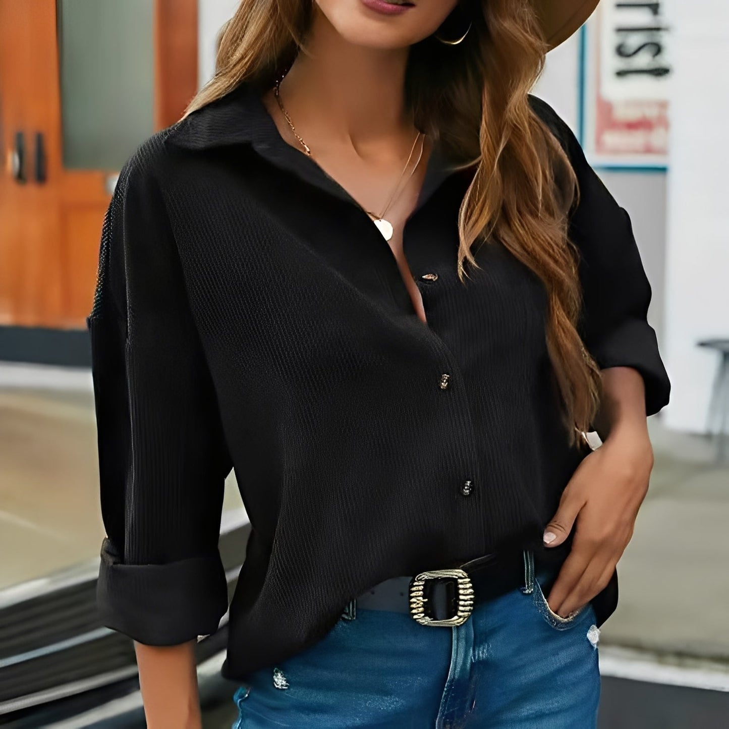 Everly - Camisa de pana holgada y casual para mujer