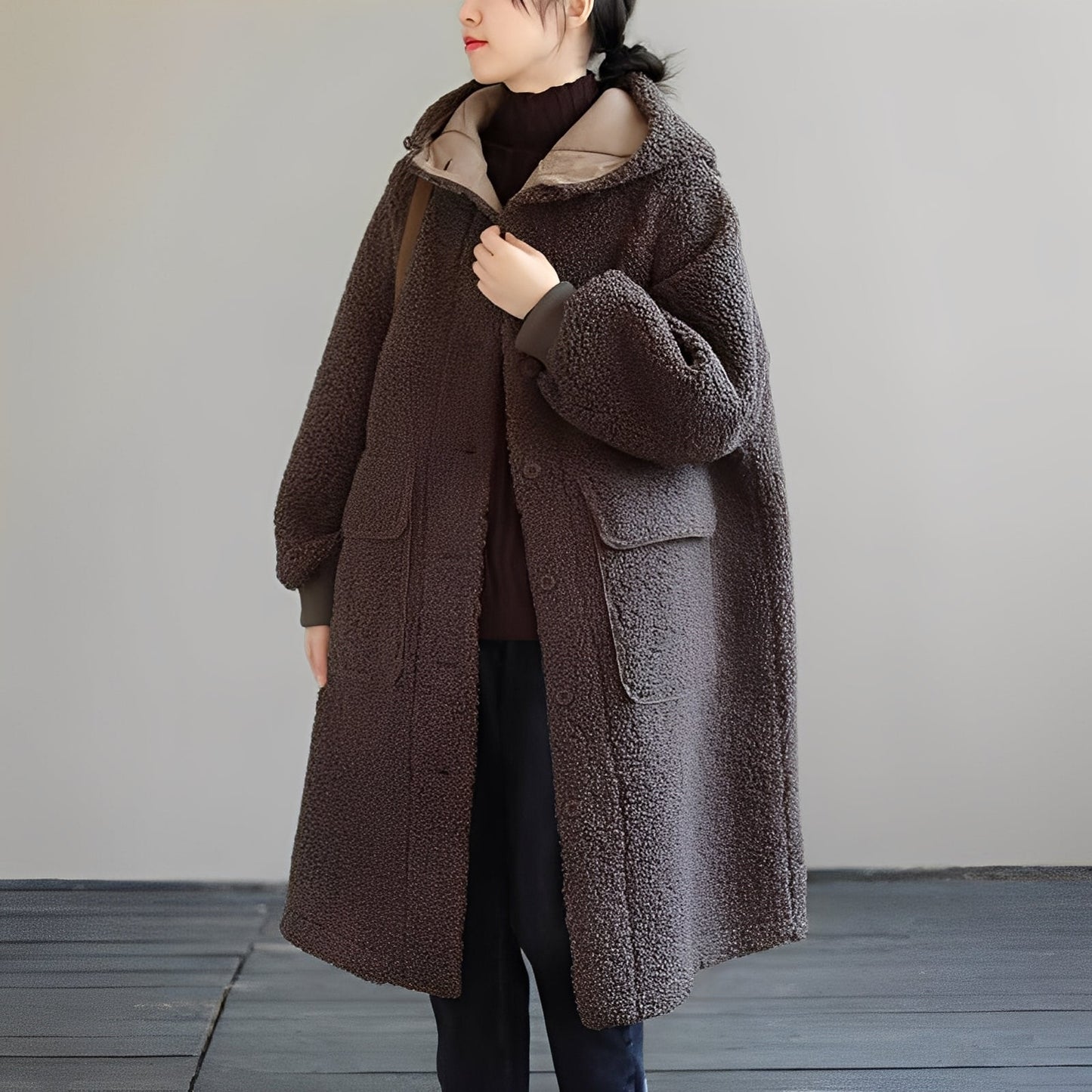 Nydia - Chaqueta de lana cálida con capucha para mujeres