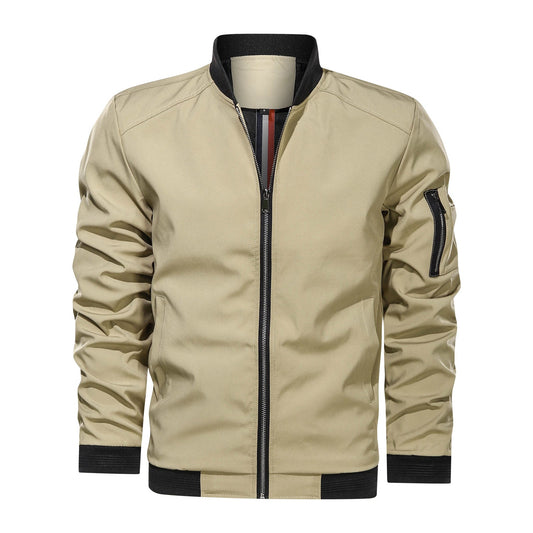 Rufus - Chaqueta bomber casual con cremallera para hombres
