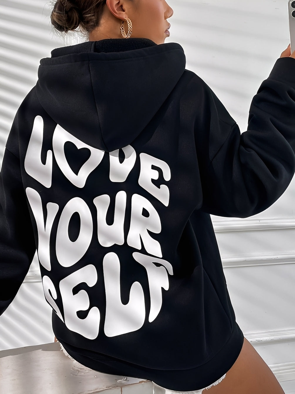 Rebeccah - Sudadera con capucha impresa, holgada para mujeres