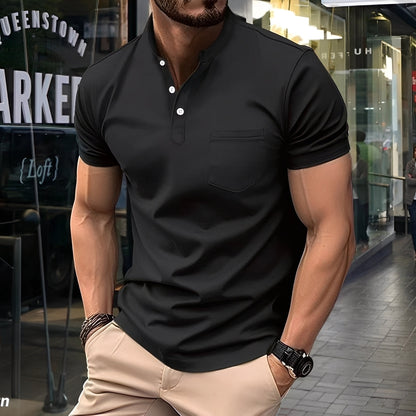 Darwin - Polo simple y casual con cuello medio para hombres