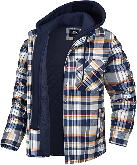 Cole - Abrigo casual de cuadros grueso para hombres
