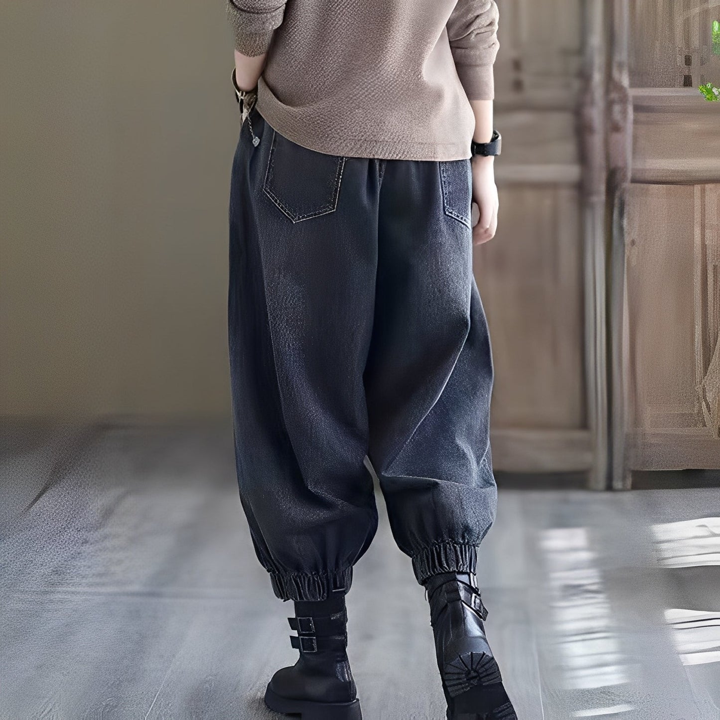 Shyanne - Pantalones de mezclilla con cintura elástica para damas