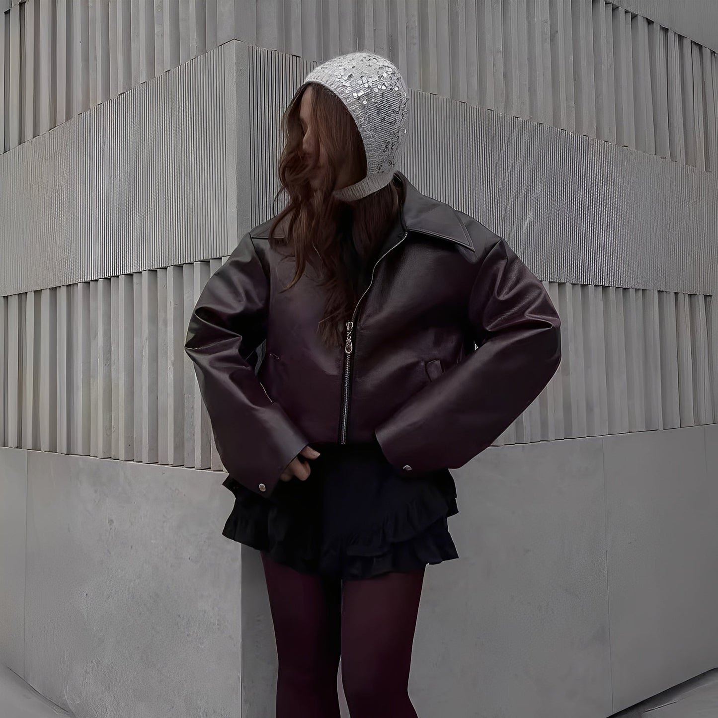 Lesley - Chaqueta de cuero con cremallera para mujeres