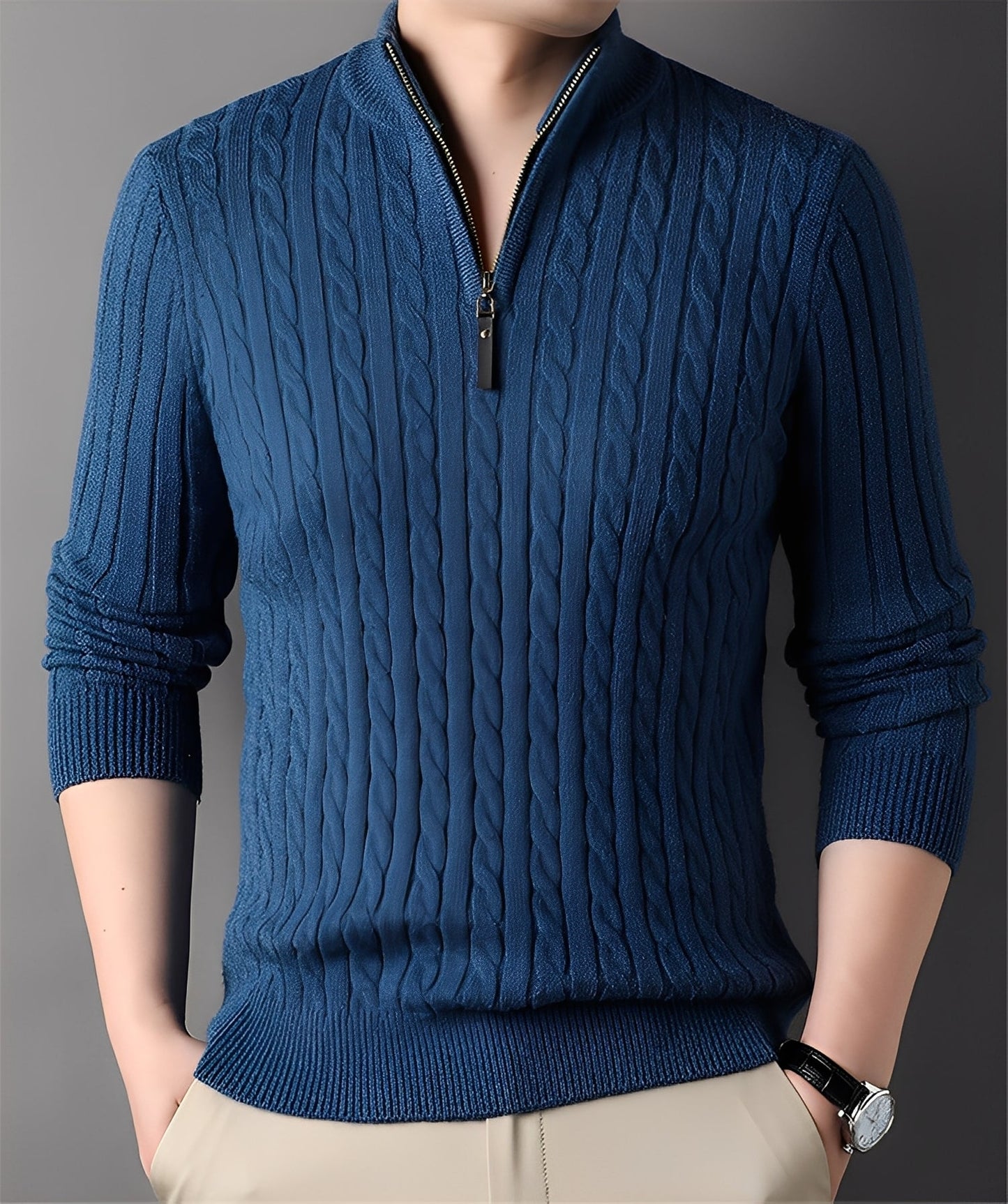 Damian - Jersey moderno de punto con cremallera para hombres