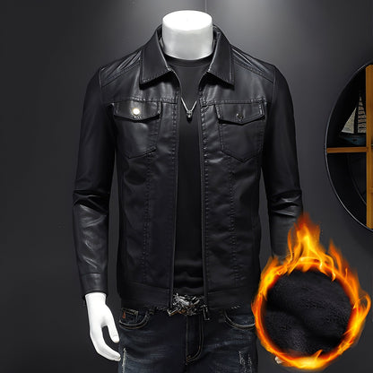 Brycen - Clásica chaqueta de cuero ajustada para hombres