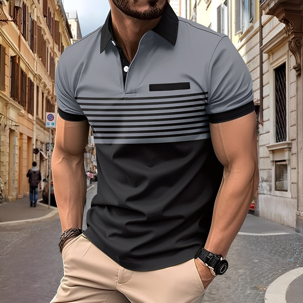 Rayden - Polo masculino de rayas elegante