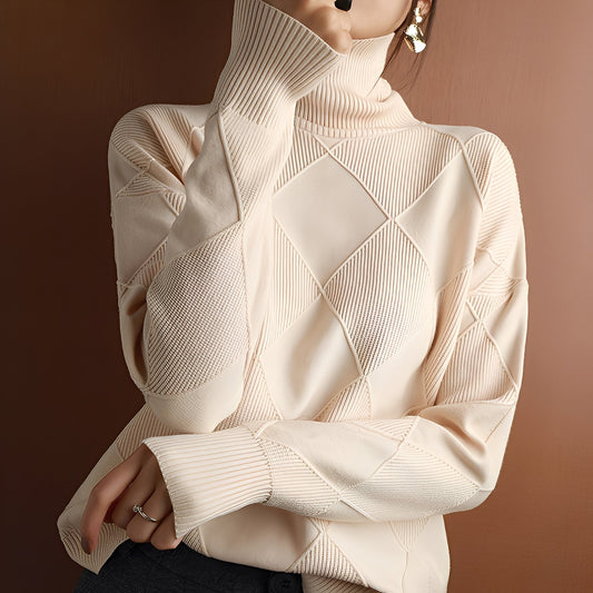 Lyndsea - Suéter suelto de cuello alto para mujeres