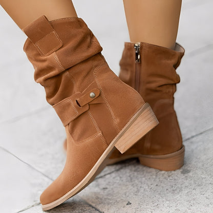 Marjorie - Botas de ante anchas y casuales para mujer