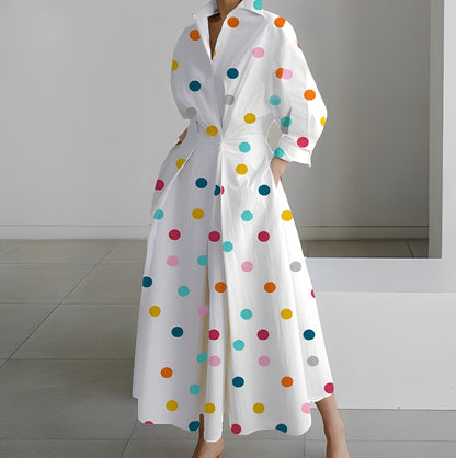 Lavina - Vestido amplio con mangas largas y bolsillos para mujer