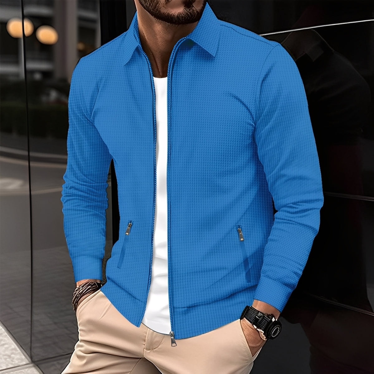 Anthony - Chaqueta moderna para hombres con bolsillos con cremallera