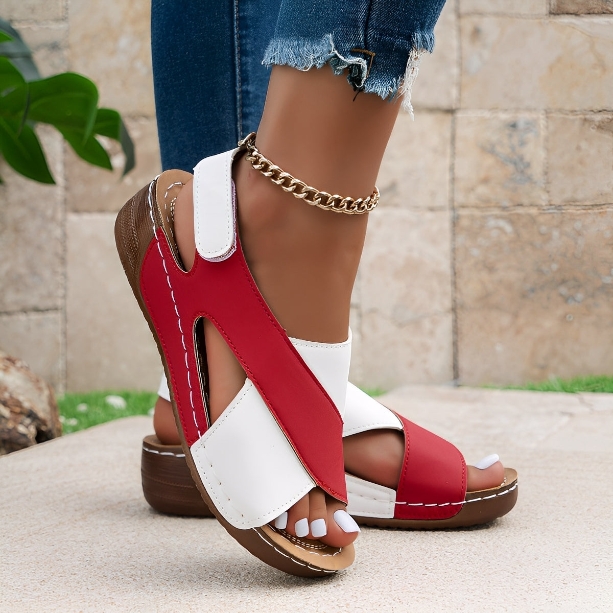 Clarissa - Sandalias de cuña casuales con tiras cruzadas para mujeres