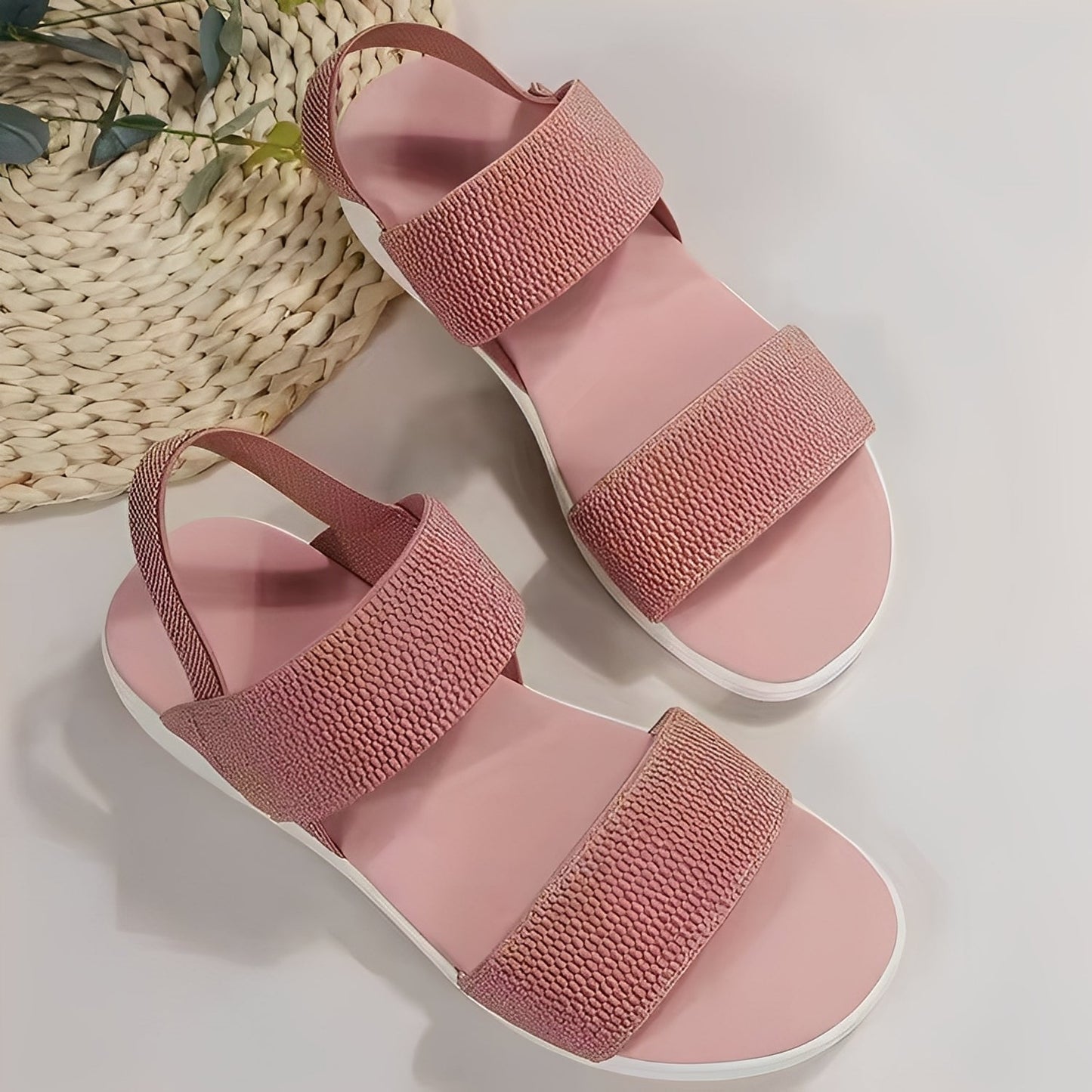 Jessika - Sandalias planas y cómodas de Flyknit para mujer
