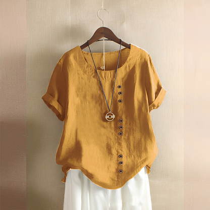 Corrine - Blusa de lino holgada clásica para mujer