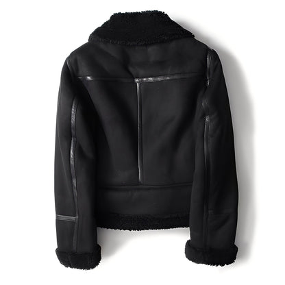 Yasmine - Chaqueta biker cálida de cuero de oveja para mujeres