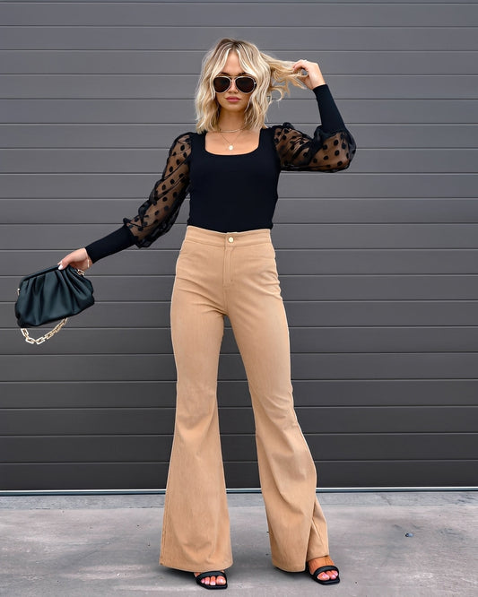 Deziree - Pantalón de pierna ancha y cintura alta para mujeres