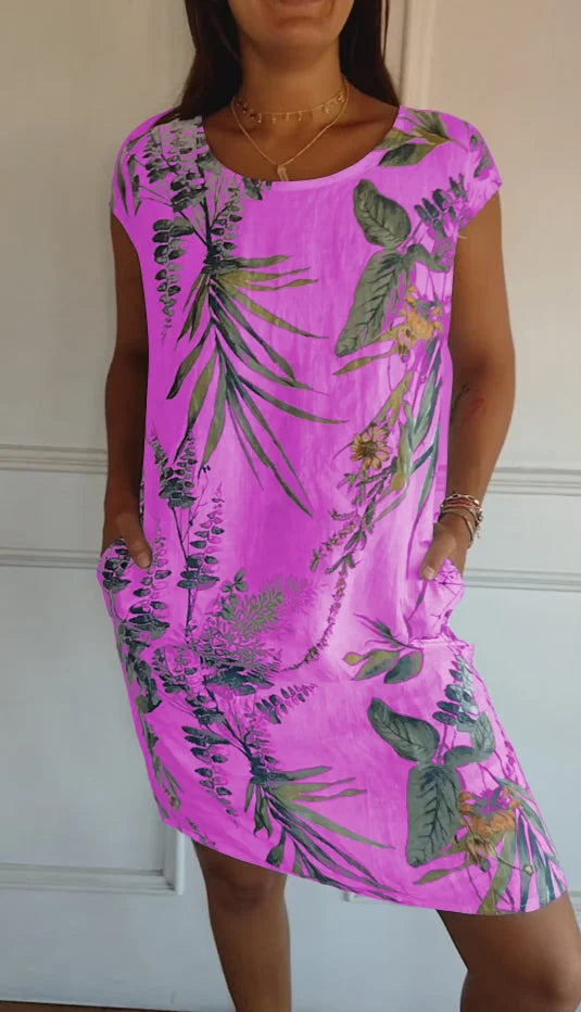 Britt – Vestido con dibujos y cuello redondo