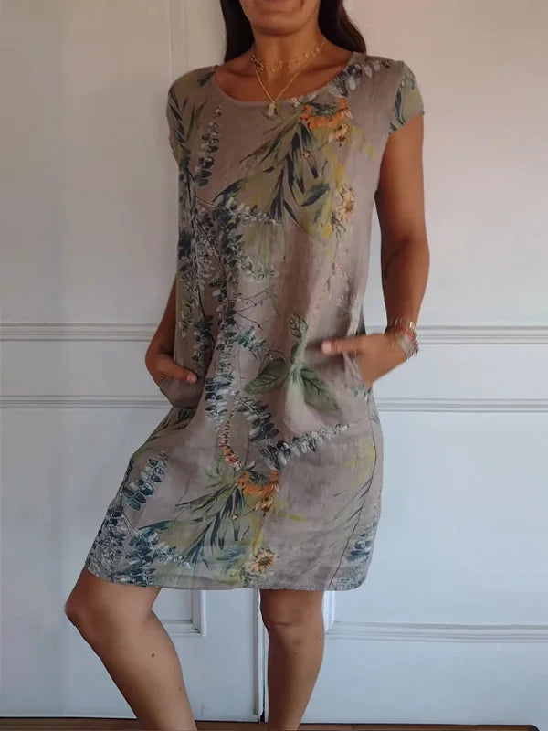 Britt – Vestido con dibujos y cuello redondo