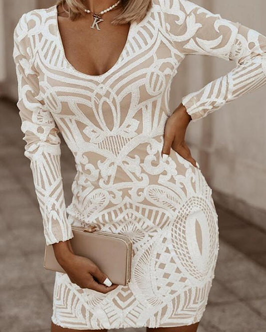 Adeline – Vestido Ajustado Mini con Escote en V