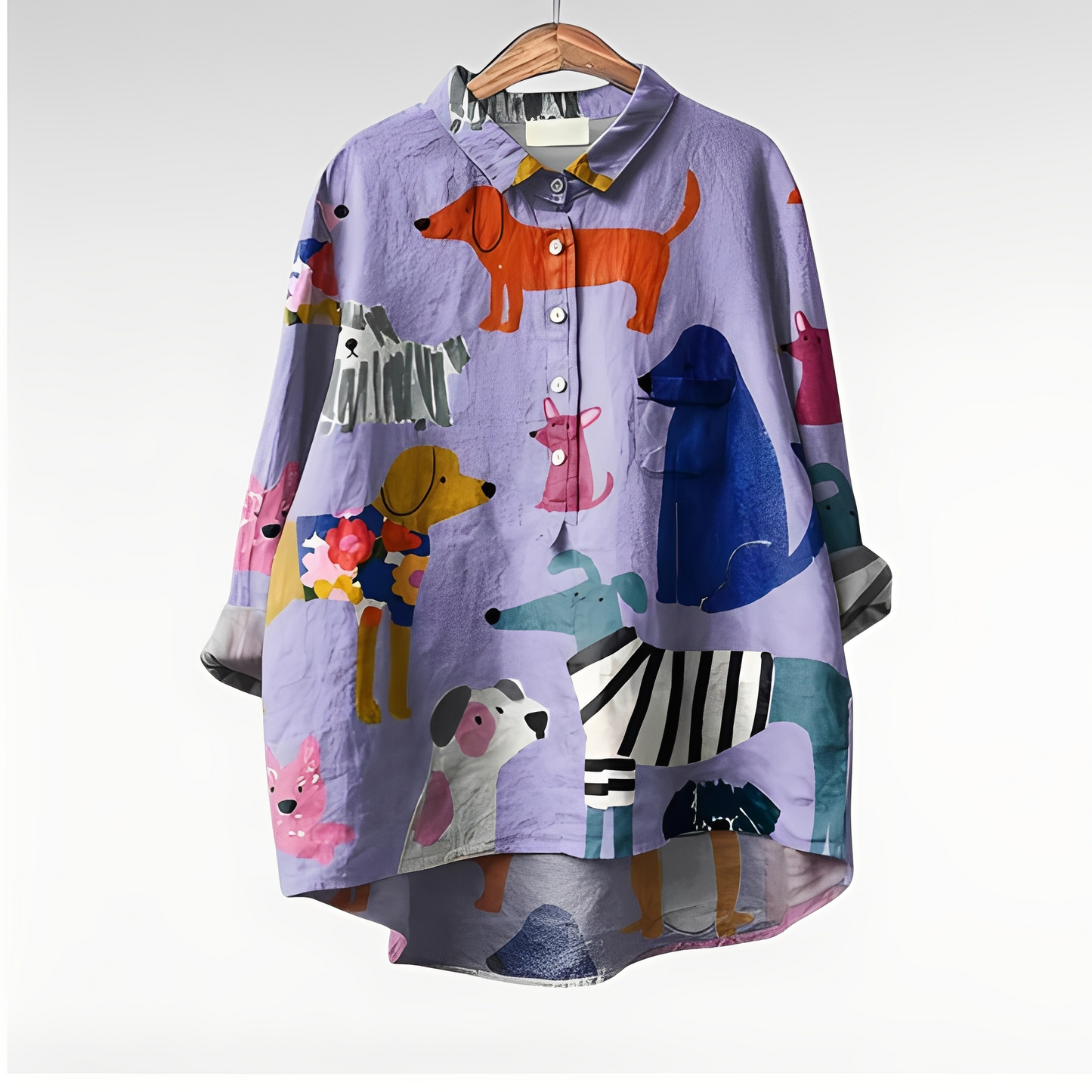 Eyden - Camisa larga de diseño artístico para mujeres