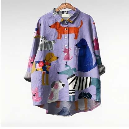 Eyden - Camisa larga de diseño artístico para mujeres